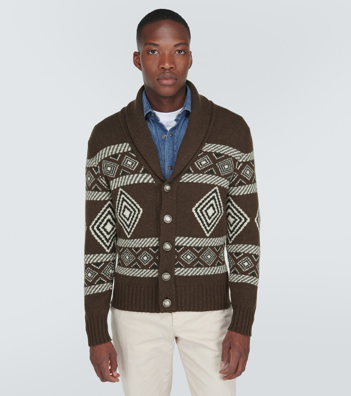 Brunello Cucinelli Intarsia cashmere cardigan Brunello Cucinelli