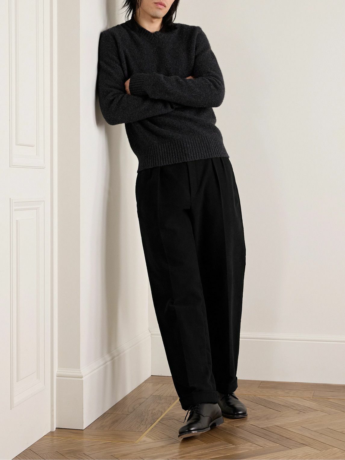 The Row - Rolf Tapered Pleated Brushed-Cotton Twill Trousers