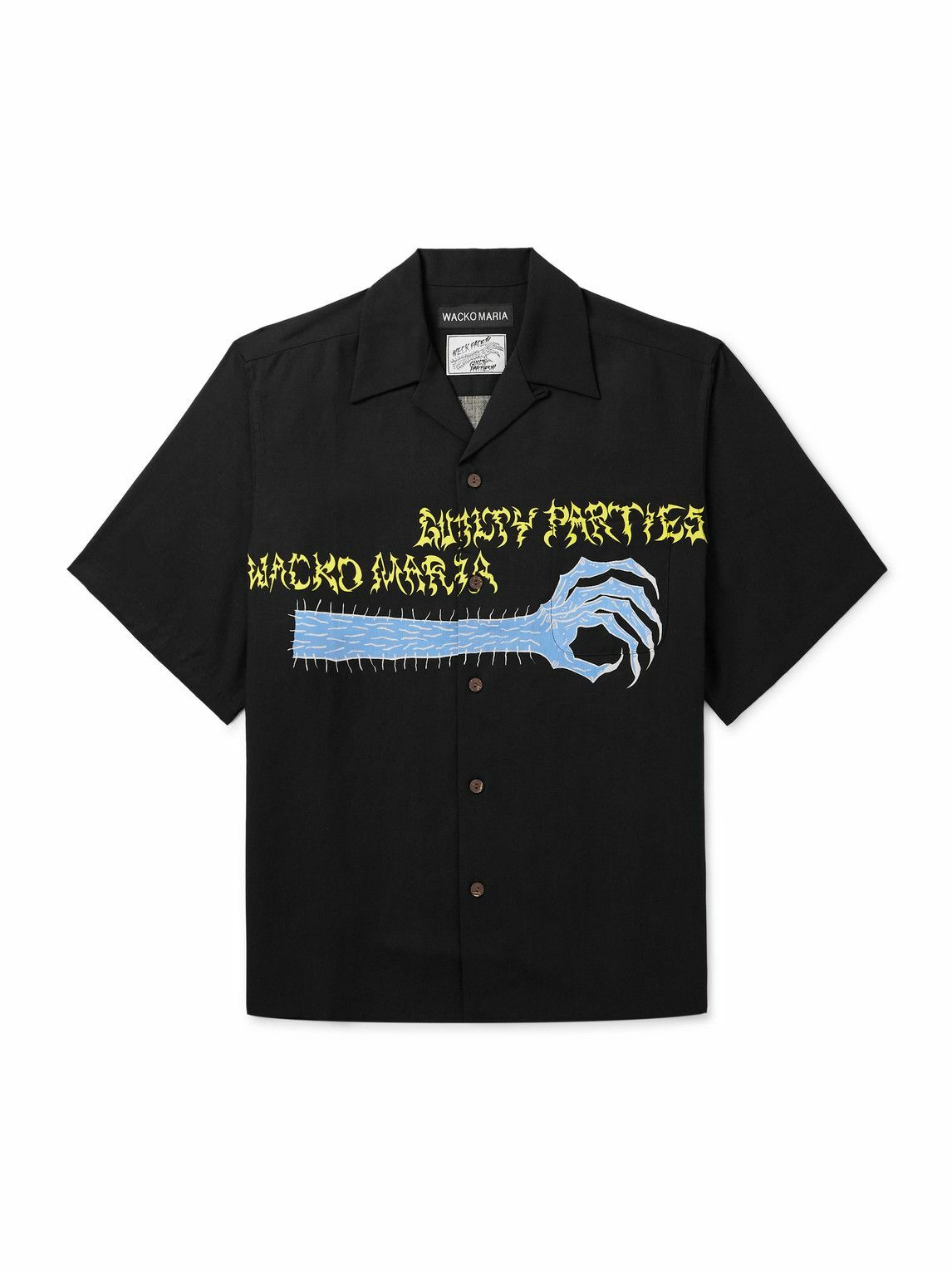 Wacko Maria Men's Type-1 Ombre Check Open Collar Shirt in Grey