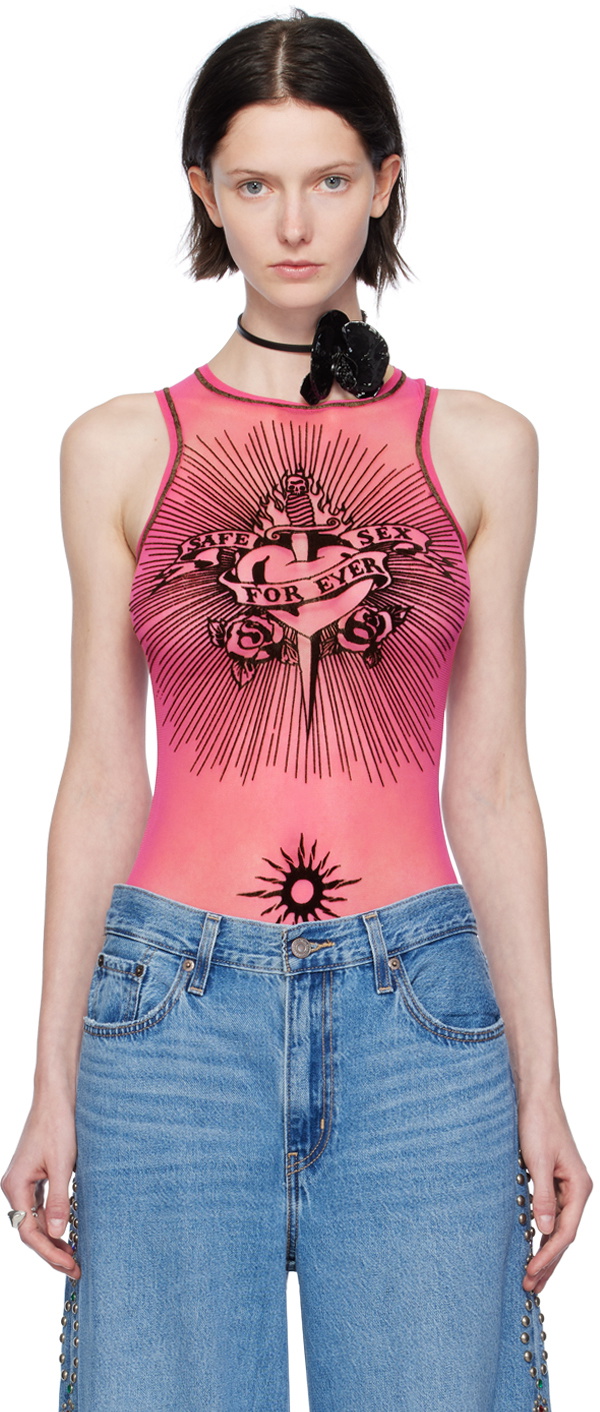 Jean Paul Gaultier Pink 'Safe Sex' Bodysuit Jean Paul Gaultier