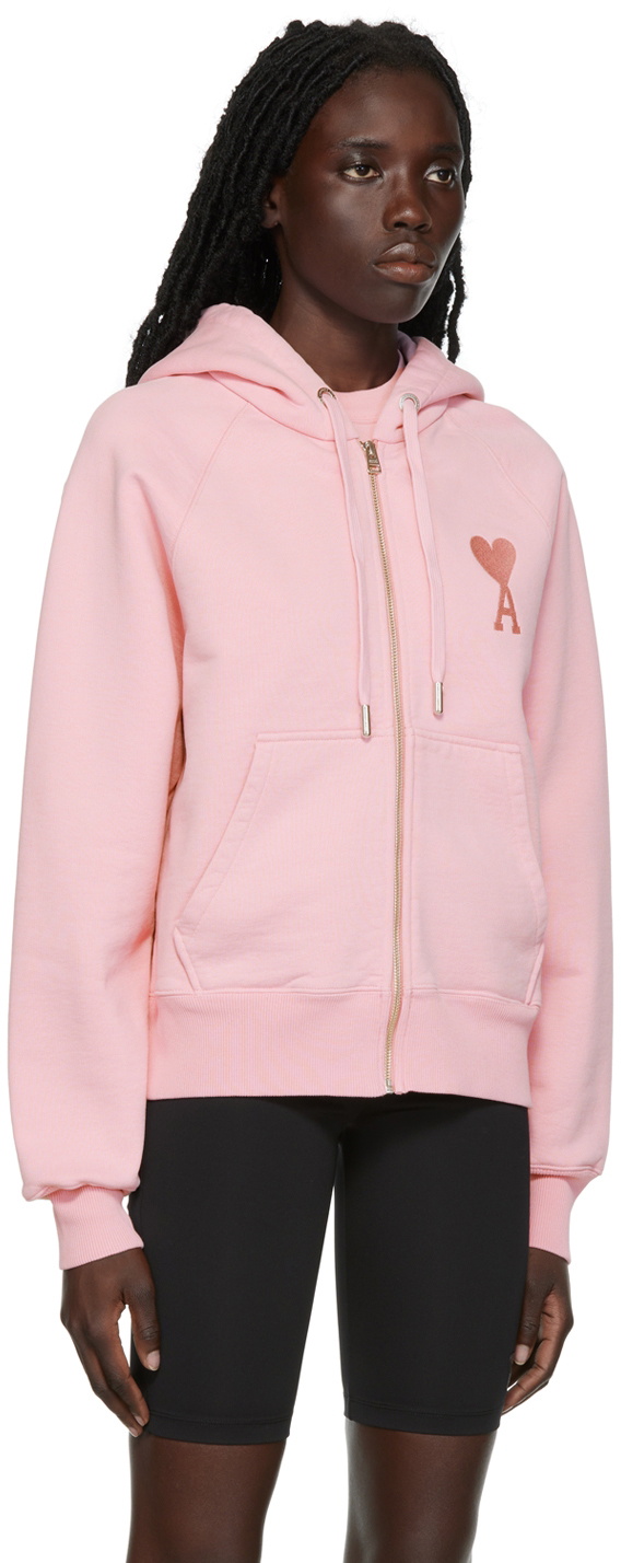 AMI Paris Pink Ami de Cœur Zipped Hoodie AMI