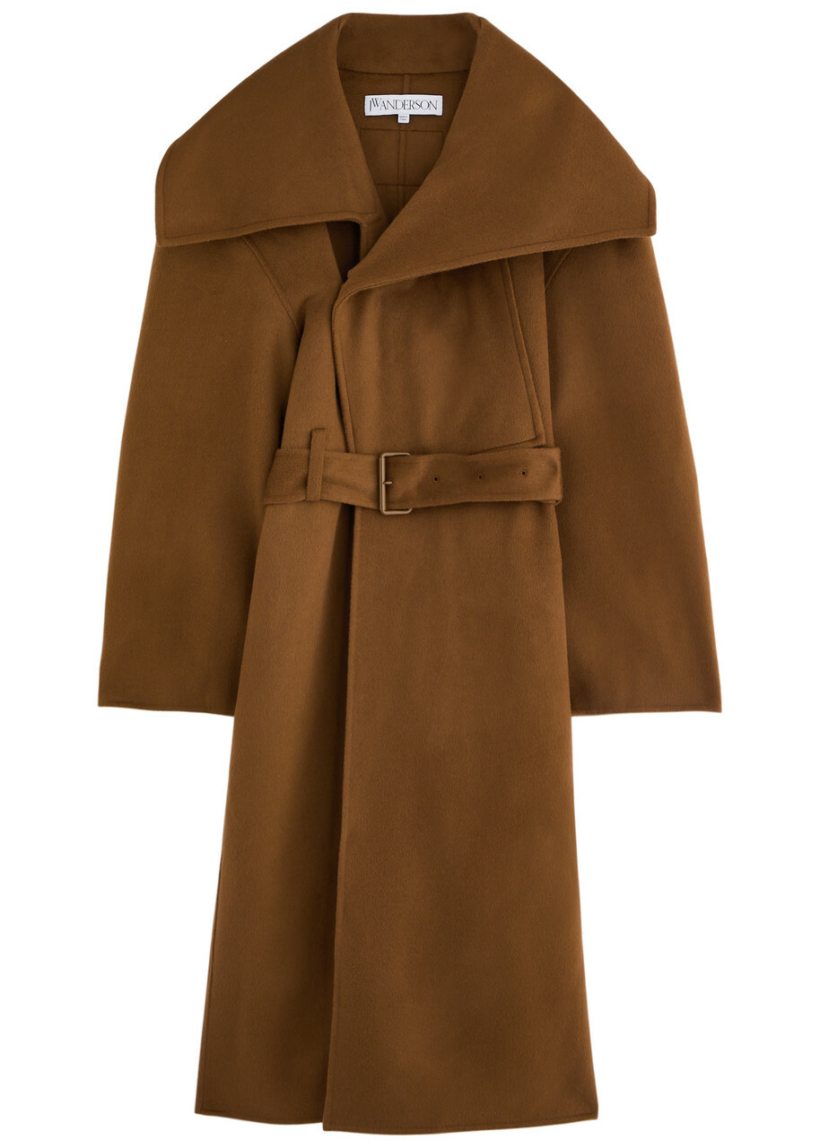 JW Anderson Belted Wool Wrap Coat Brown JW Anderson