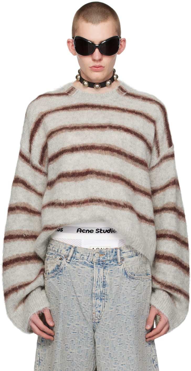 Acne Studios Gray & Brown Stripes Sweater Acne Studios