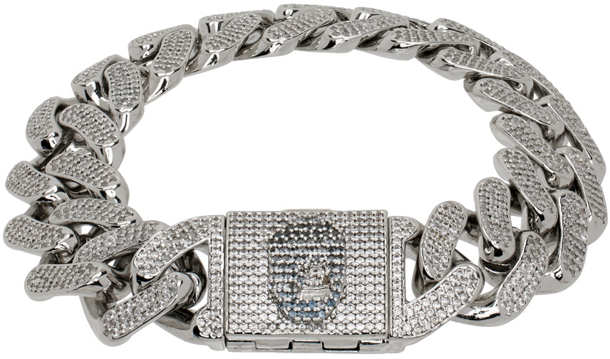 BAPE Silver Ape Head Fat Bracelet A Bathing Ape