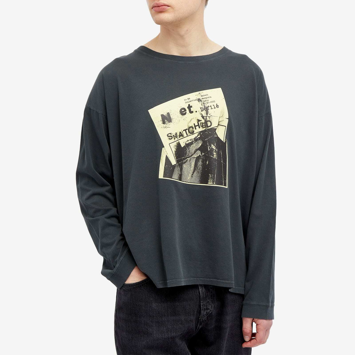 Maison Margiela Men's Long Sleeve Poster T-Shirt in Anthracite