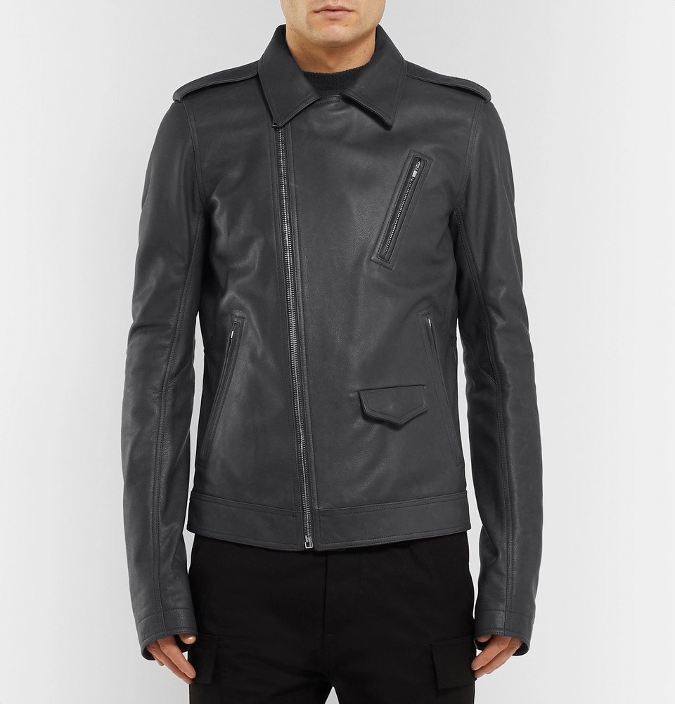 Rick Owens - Stooges Leather Biker Jacket - Men - Gray Rick Owens