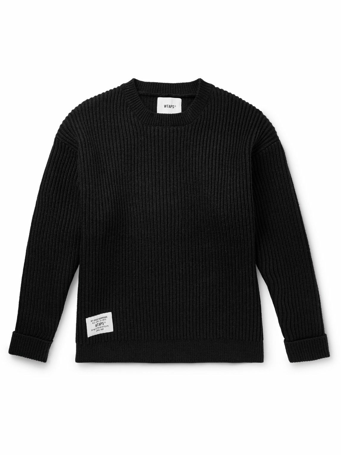WTAPS - Logo-Appliquéd Ribbed-Knit Sweater - Black WTAPS