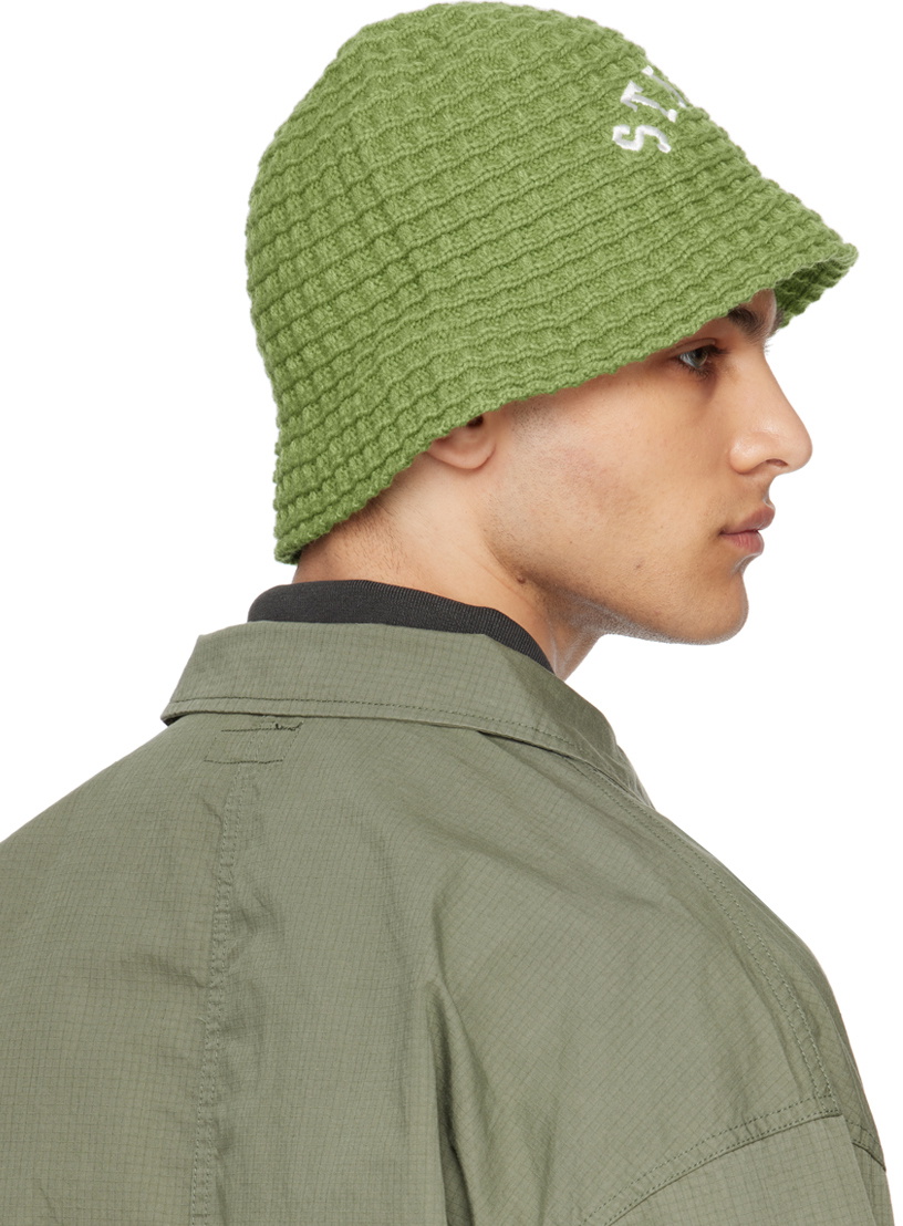 Stüssy Green Waffle Knit Bucket Hat Stussy