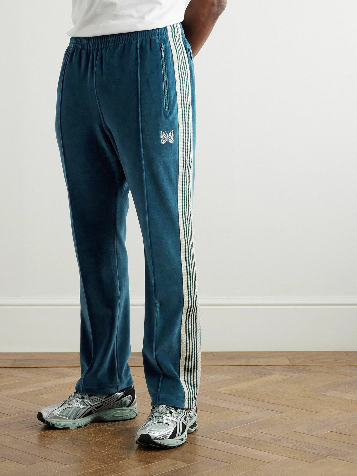 Needles - Straight-Leg Webbing-Trimmed Logo-Embroidered Cotton