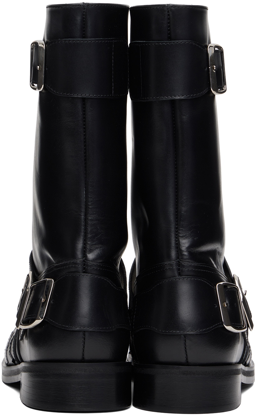 Stefan Cooke Black & Silver Star Biker Boots Stefan Cooke