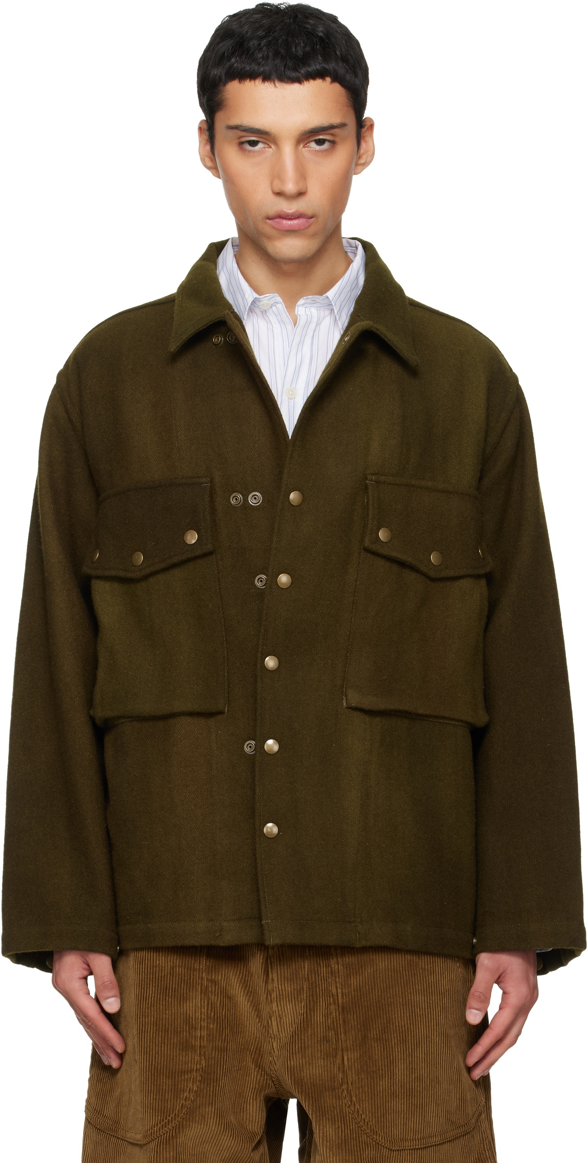 Needles Khaki Herringbone Coverall Jacket Needles