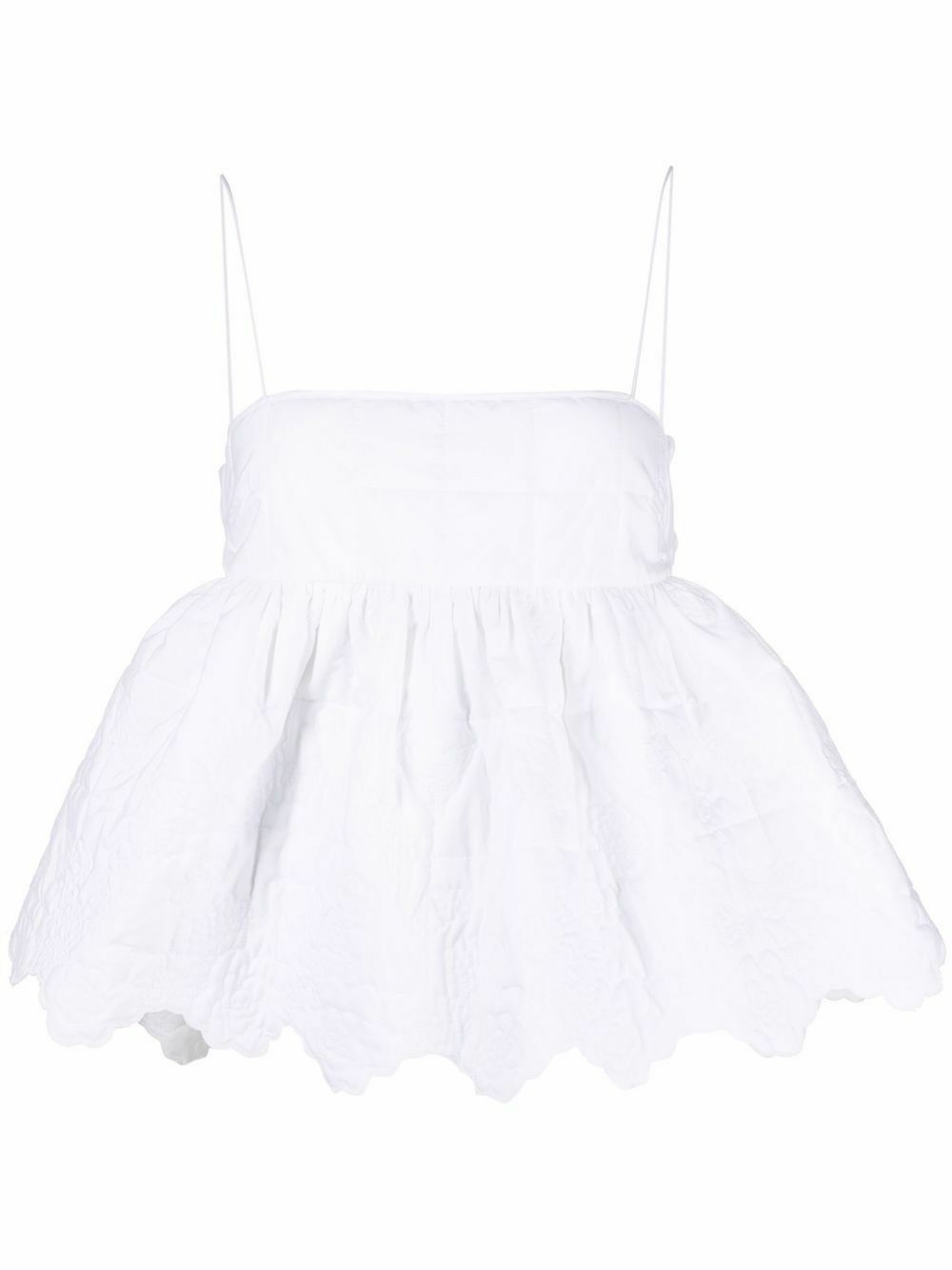 Cecilie Bahnsen White Selena Quilted Cotton Top Cecilie Bahnsen