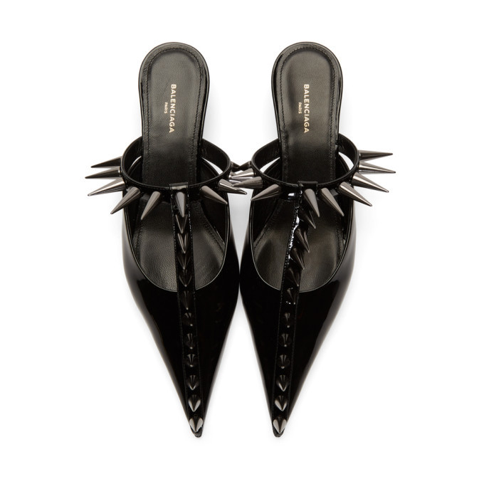 Balenciaga Black Spike Knife Mules Balenciaga