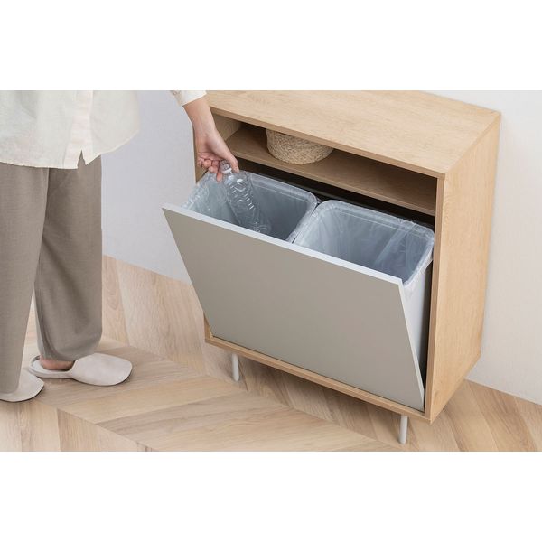 アイリスオーヤマ ウッドペールストッカー脚付き ナチュラル/グレー