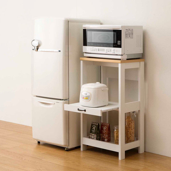 白井産業 デリジオ ナチュラル×ホワイトのツートンがお洒落なレンジ台