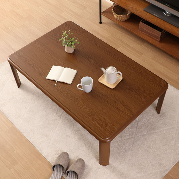 不二貿易 軽量継脚折り畳み座卓 幅1200×奥行750×高さ380mm ブラウン