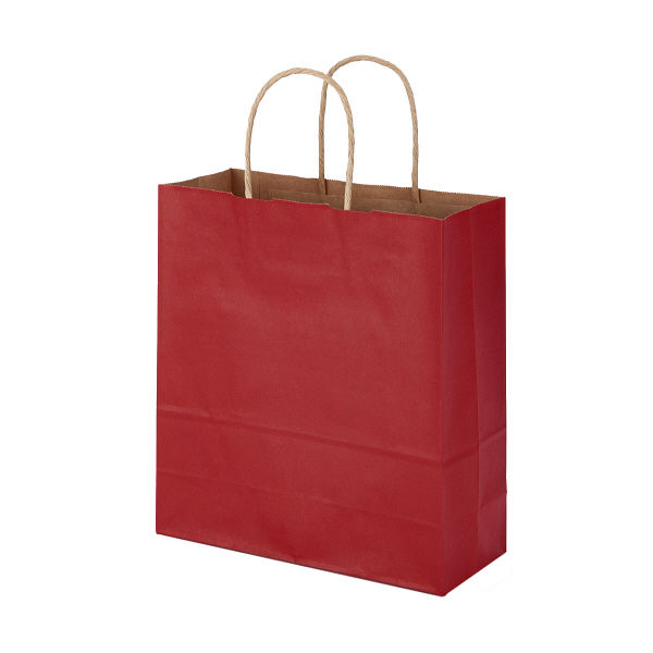 手提げ紙袋 丸紐 ベーシックカラー 赤 S 1箱（300枚） スーパーバッグ