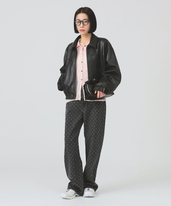 Ray BEAMS（レイ ビームス）フェイクレザー ジップ ブルゾン（ブルゾン