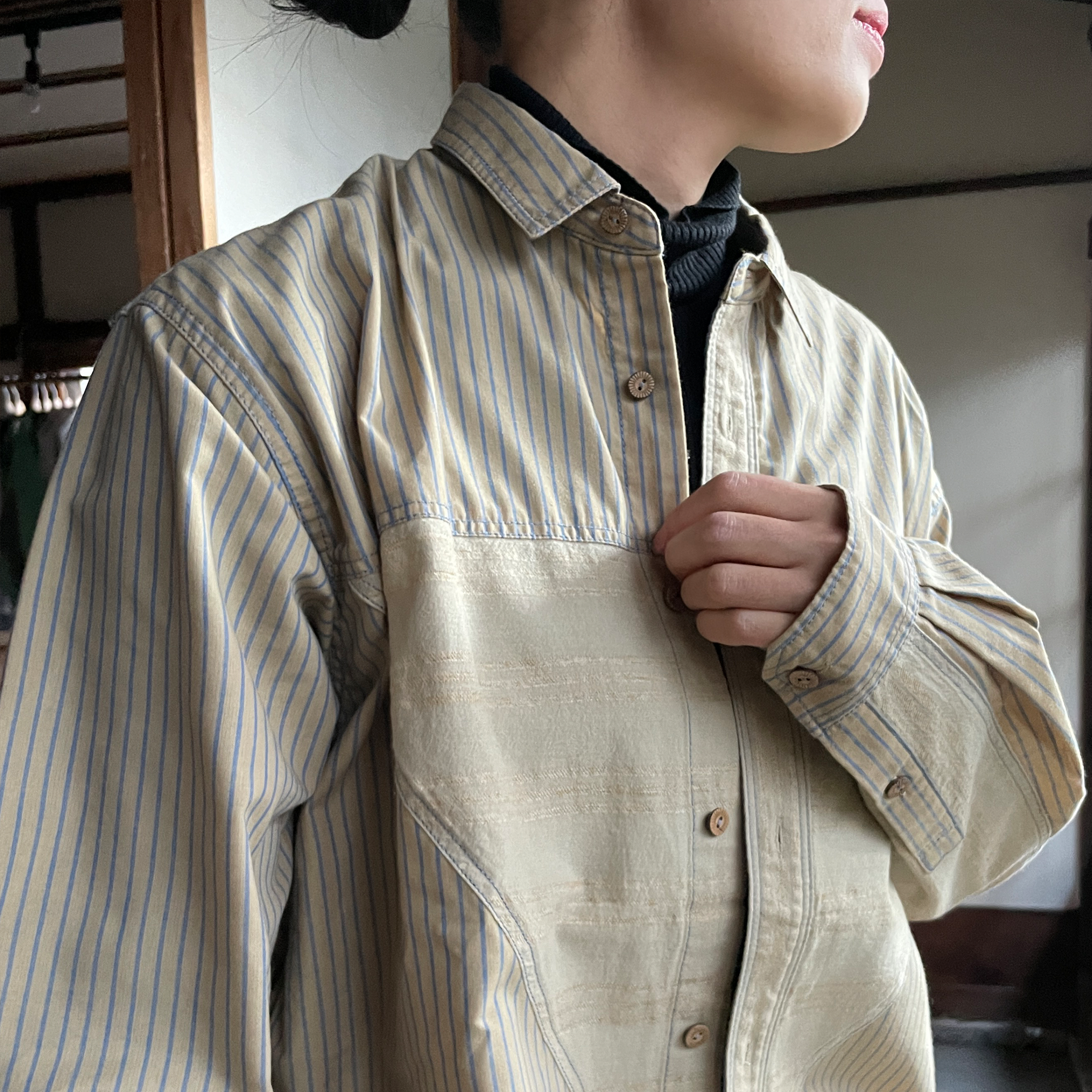 河谷シャツドラえもん50周年 DIME コラボ 長袖シャツ　パッチワーク 刺繍 ドラえもんのシャツが『DIME』で追加生産されました♪ - 河谷シャツ