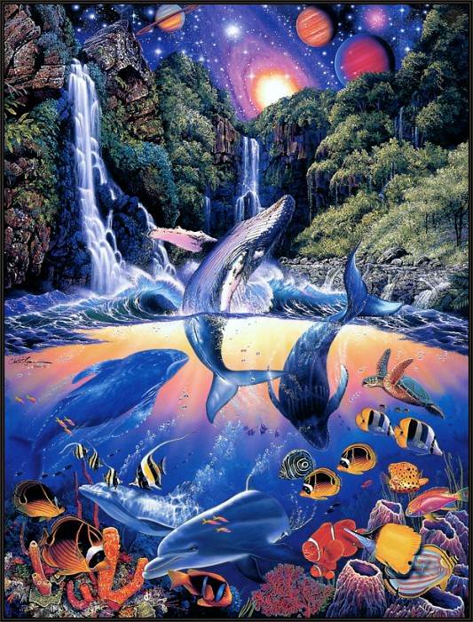 Christian Riese Lassen イルカの絵画 Christian Riese Lassen イルカ