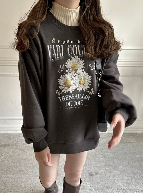 フラワープリントスウェットトップス[cc91] | レディースファッション