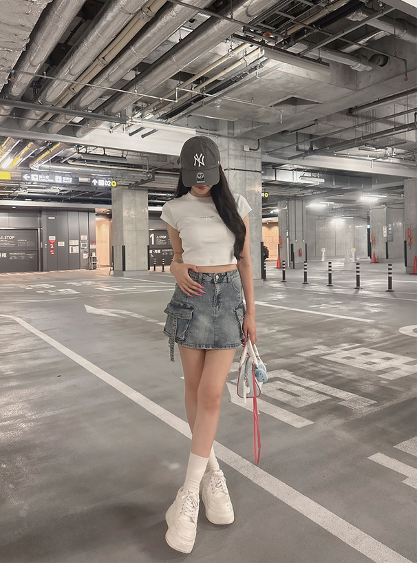 インパン裏地付きカーゴデニムミニスカート[cu528] | レディース