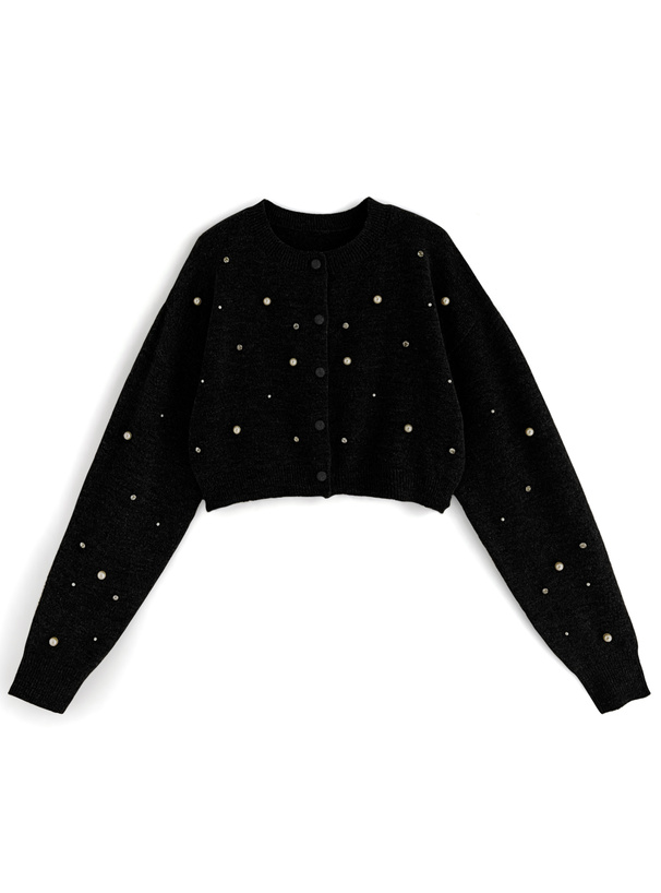 ビジューパールニットショート丈カーディガン[an1467] | レディース