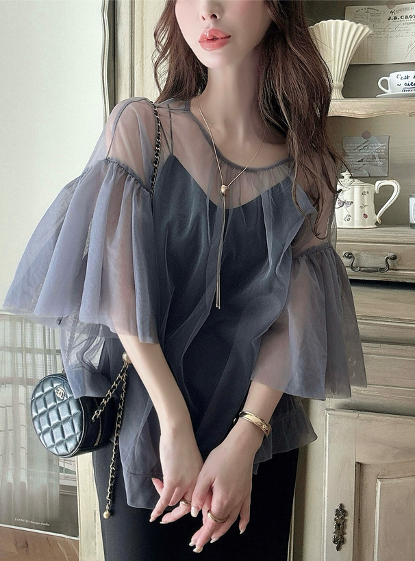 フリルスリーブチュールトップス[an1533] | レディースファッション