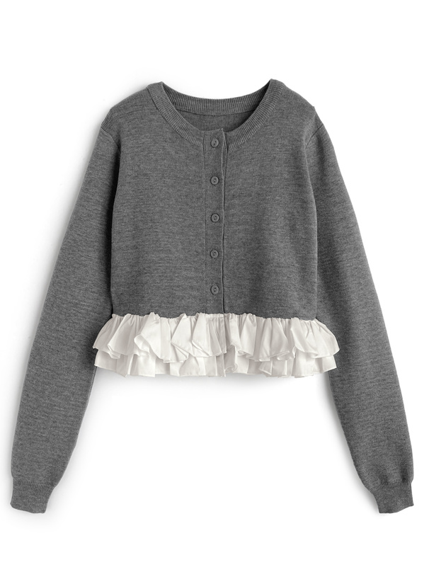 フリルドッキングニットカーディガン[an1835] | レディース