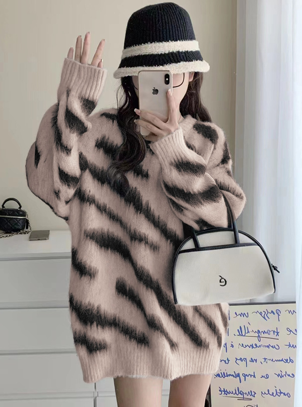 ゼブラ柄ビッグニットトップス[ac2227] | レディースファッション通販