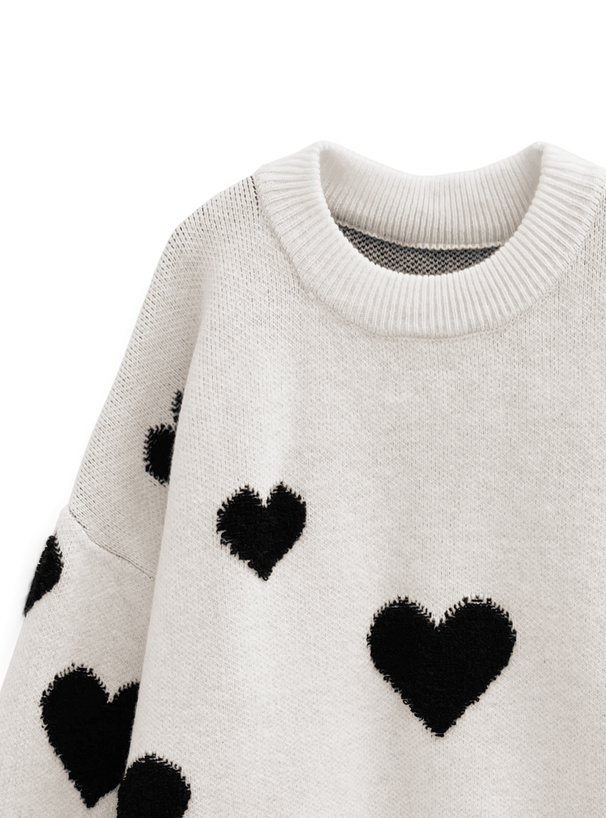 ハート柄オーバーニットトップス[ac2513] | レディースファッション
