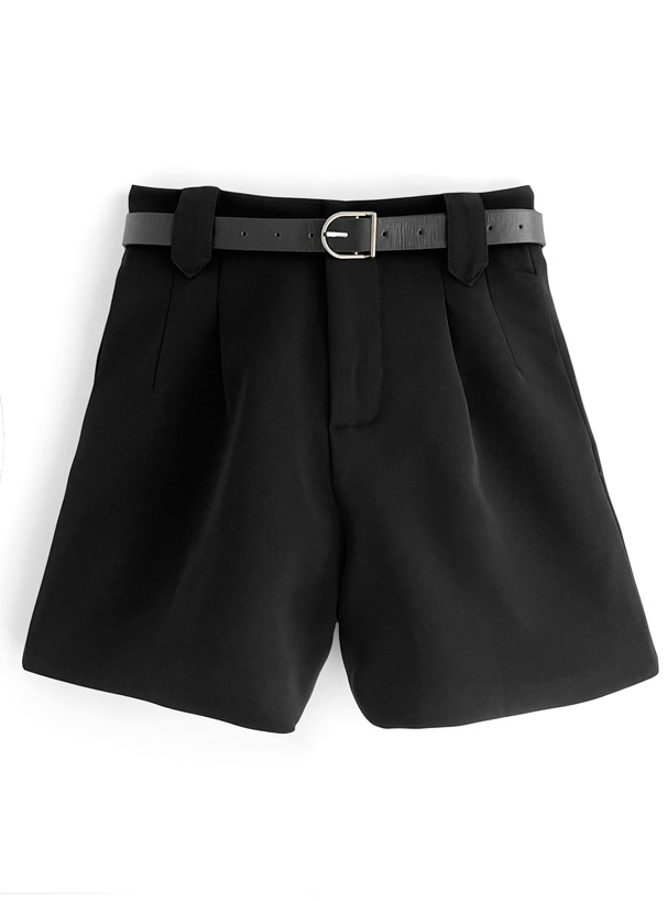 ベルト付きハイウエストタックショートパンツ[at1997] | レディース
