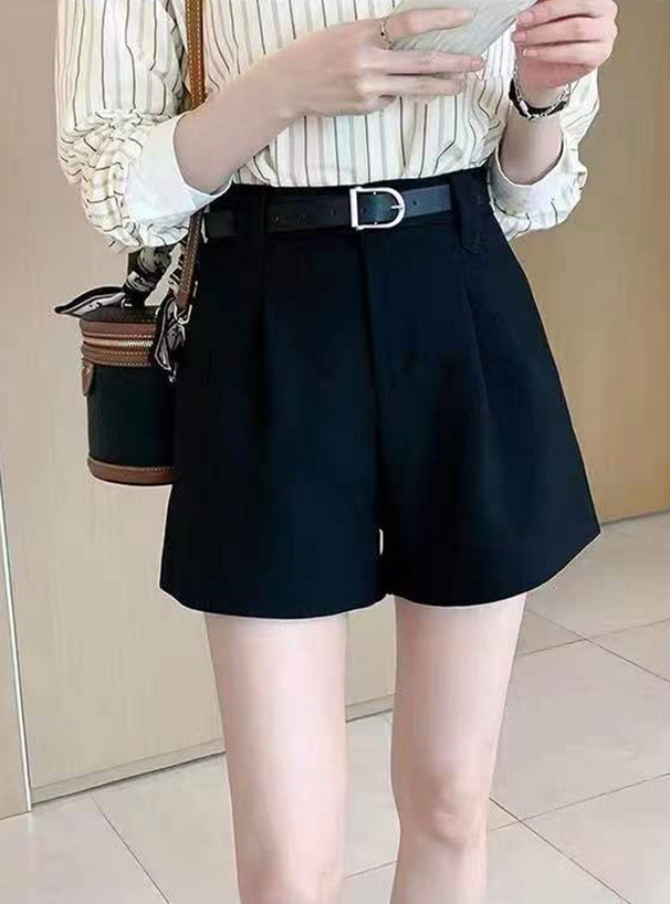 ベルト付きハイウエストタックショートパンツ[at1997] | レディース
