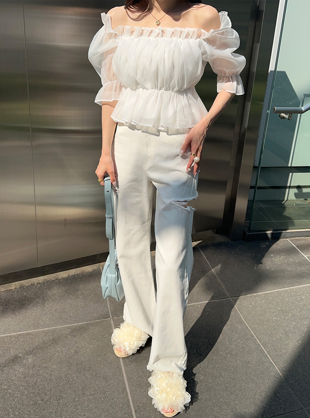 スリットダメージワイドパンツ[gm633] | レディースファッション通販の