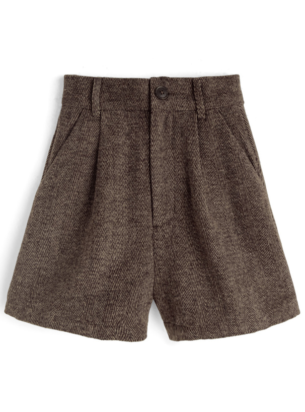 ヘリンボーン柄タックショートパンツ[gm697] | レディースファッション