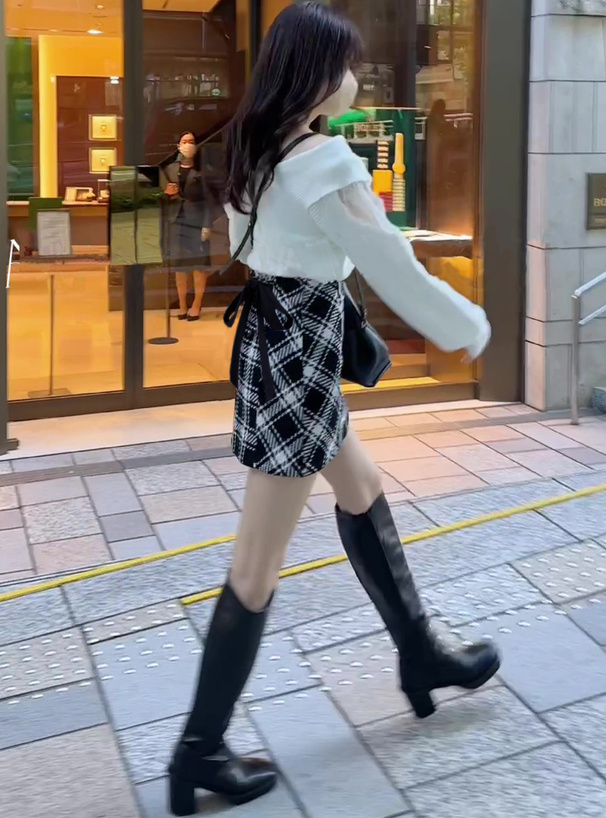 バックリボンツイードチェックミニスカート[gm699] | レディース