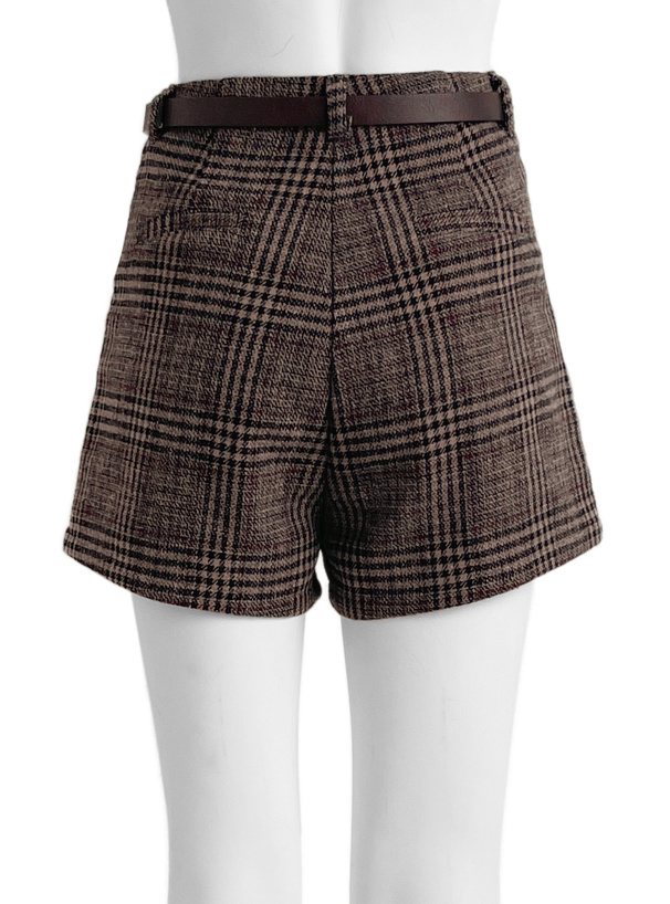 ベルト付きチェック柄ショートパンツ[gm840] | レディースファッション