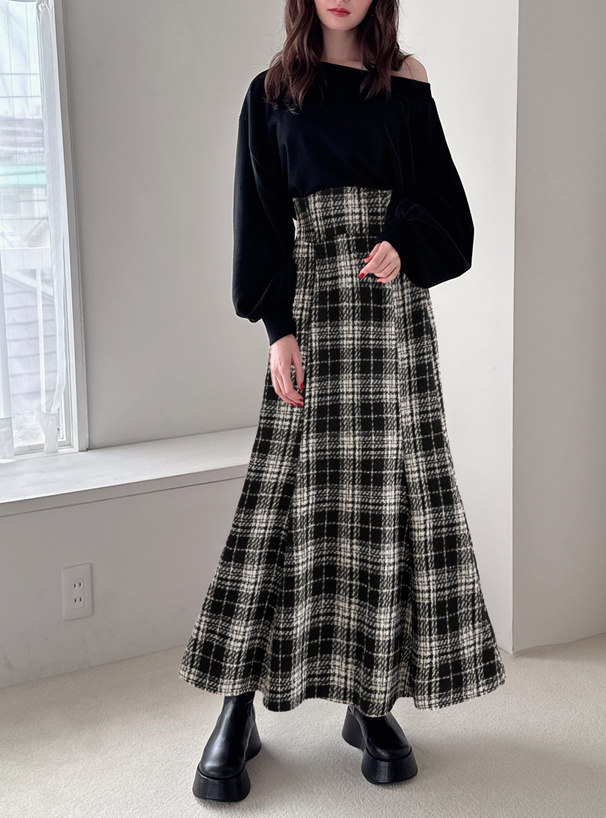 ハイウエストマーメイドラメチェック柄スカート[gc273] | レディース