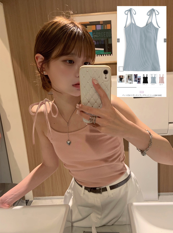 パット付きリボンストラップキャミソール[dk1000] | レディース