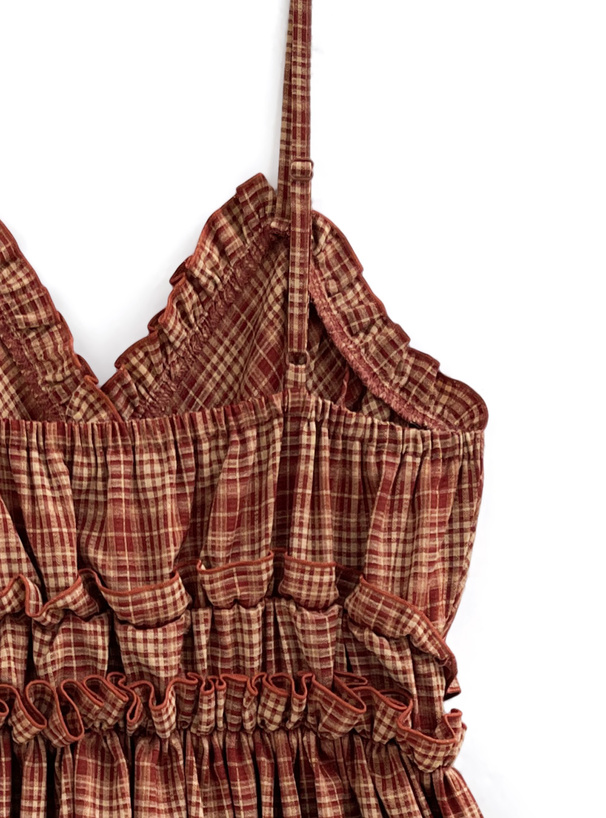 チェック柄フリルキャミミニワンピース[dk1323] | レディース