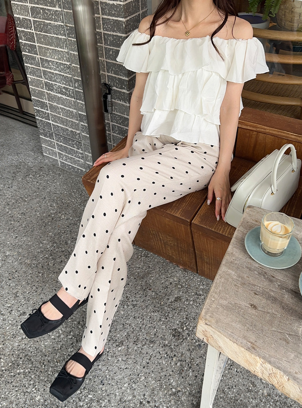 ドット柄センタープレスパンツ[dh1287] | レディースファッション通販