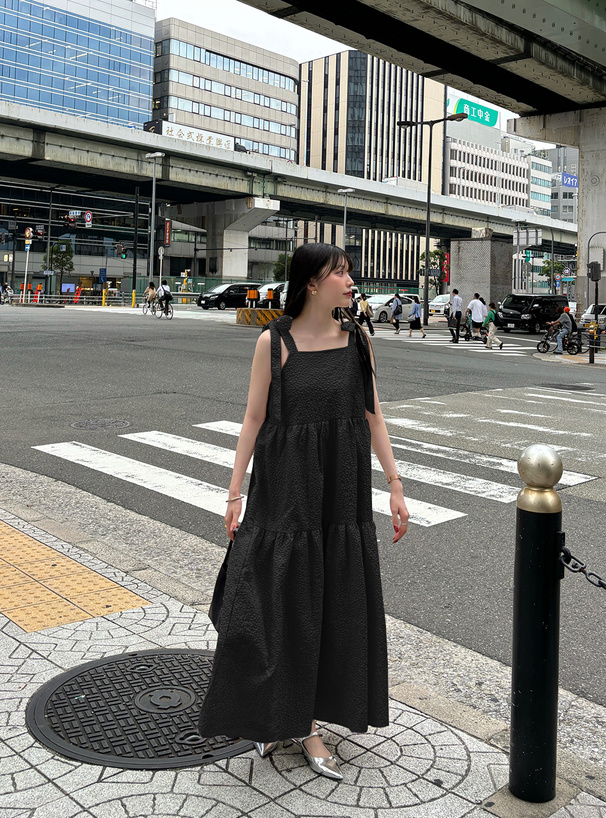 花柄ジャガードリボンティアードワンピース[fo1899] | レディース