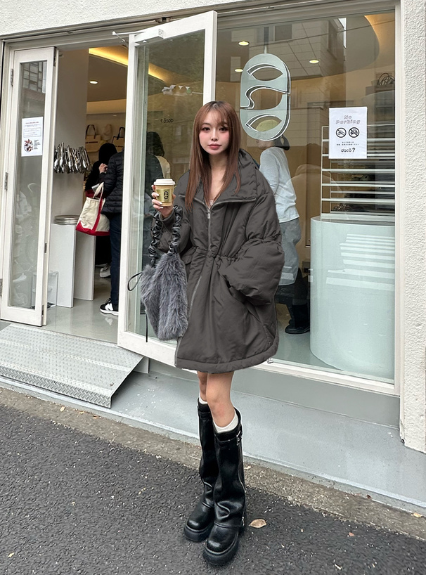 襟2Wayドロストスリーブミドル丈ブルゾン[fo2000] | レディース