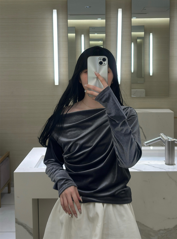 ベロアワンショルダードレープトップス[fo2110] | レディース