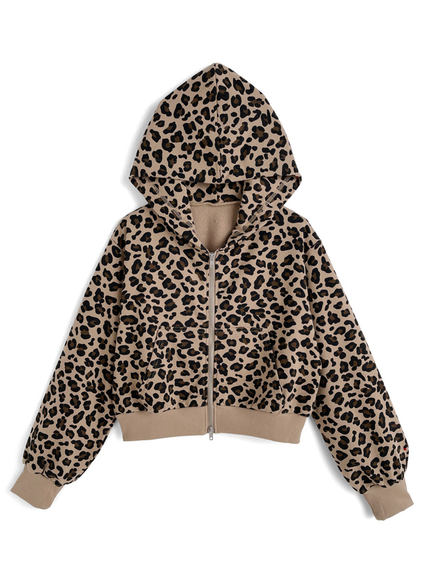 レオパード柄ダブルジップスウェットパーカー[fo2264] | レディース