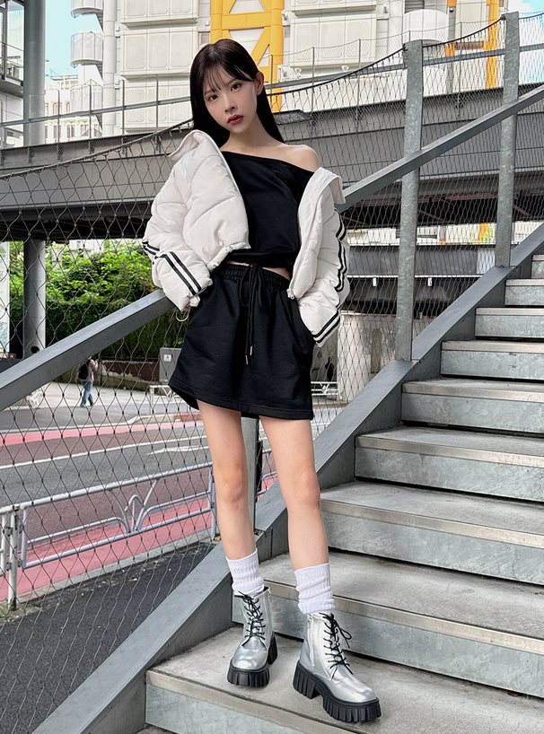 オフショルトップス×ミニスカートセットアップ[fu196] | レディース