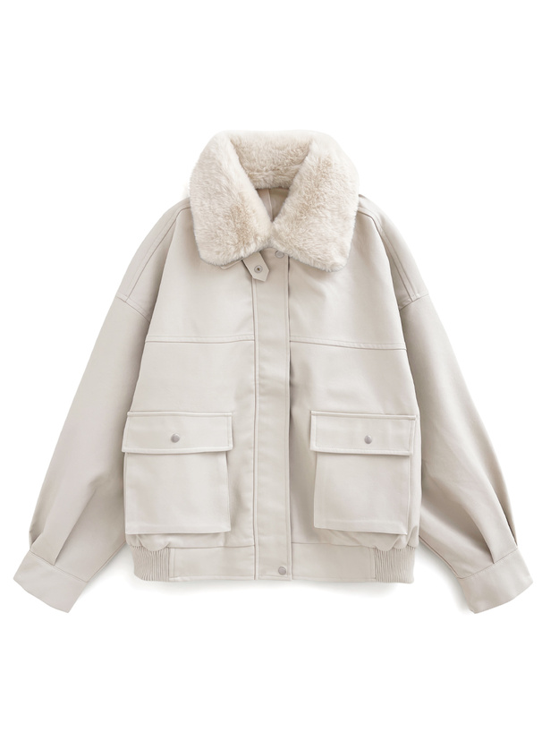 ファー付き襟2Wayレザージャケット[kd89] | レディースファッション