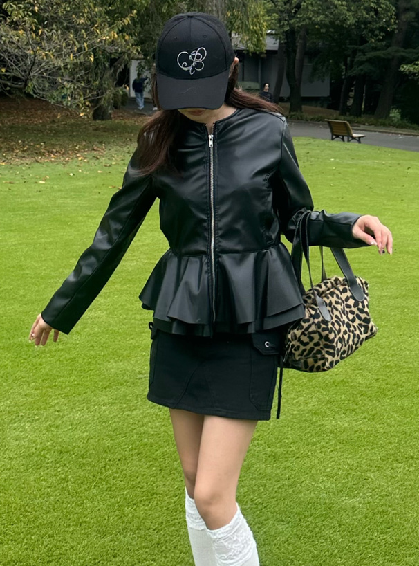 ペプラムレザージャケット[kd93] | レディースファッション通販の