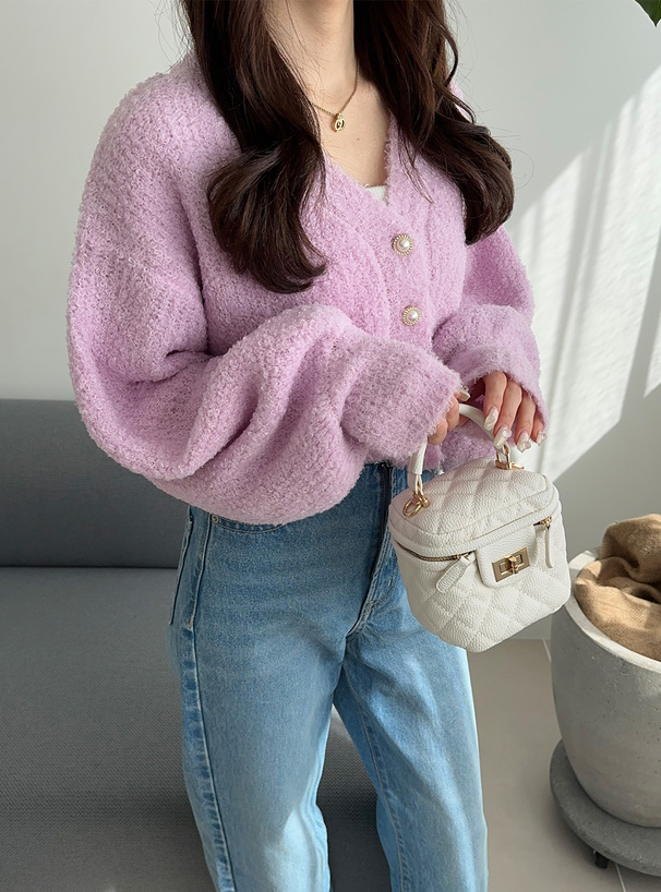 シャギーニットショート丈カーディガン[kz333] | レディース