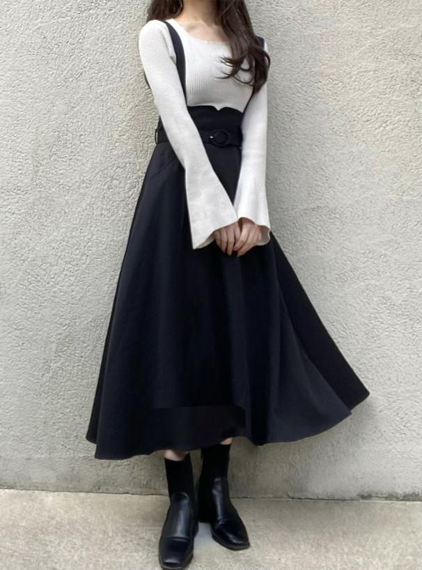 ベルト付きハイウエストフレアジャンパースカート[sm42] | レディース